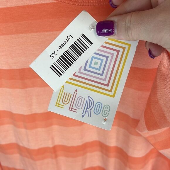 LuLaRoe Lynnae XS Orange Stripes NWT - Picture 3 of 6